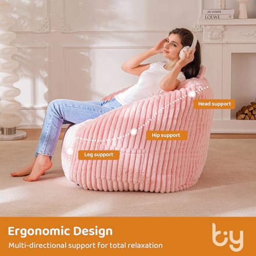 BYBYME Giant Bean Bag Chair for Adults, Floor Sofa, Grey V6052