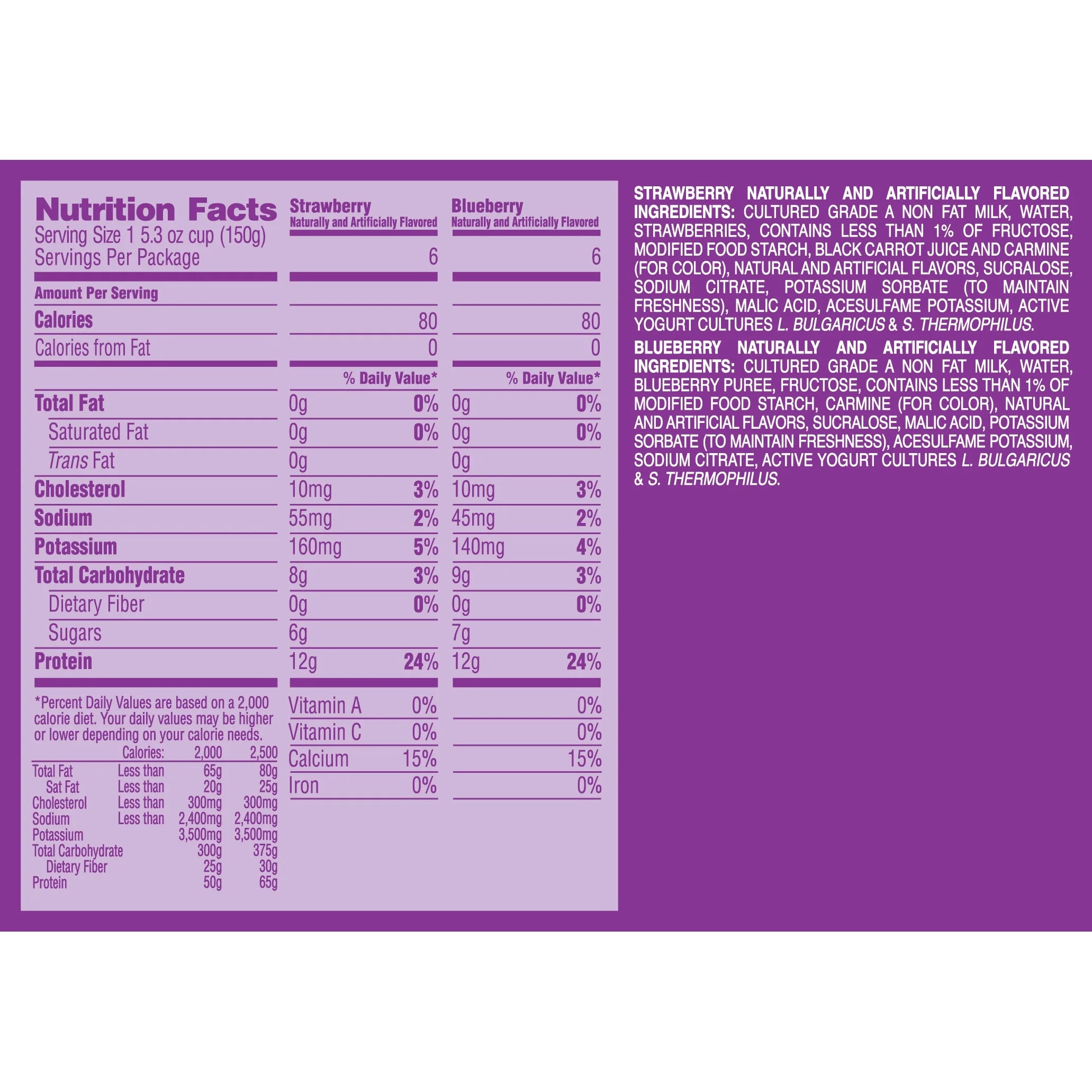 Dannon Light & Fit Greek Nonfat Yogurt Strawberry & Blueberry 5.3oz 12 pack S3923