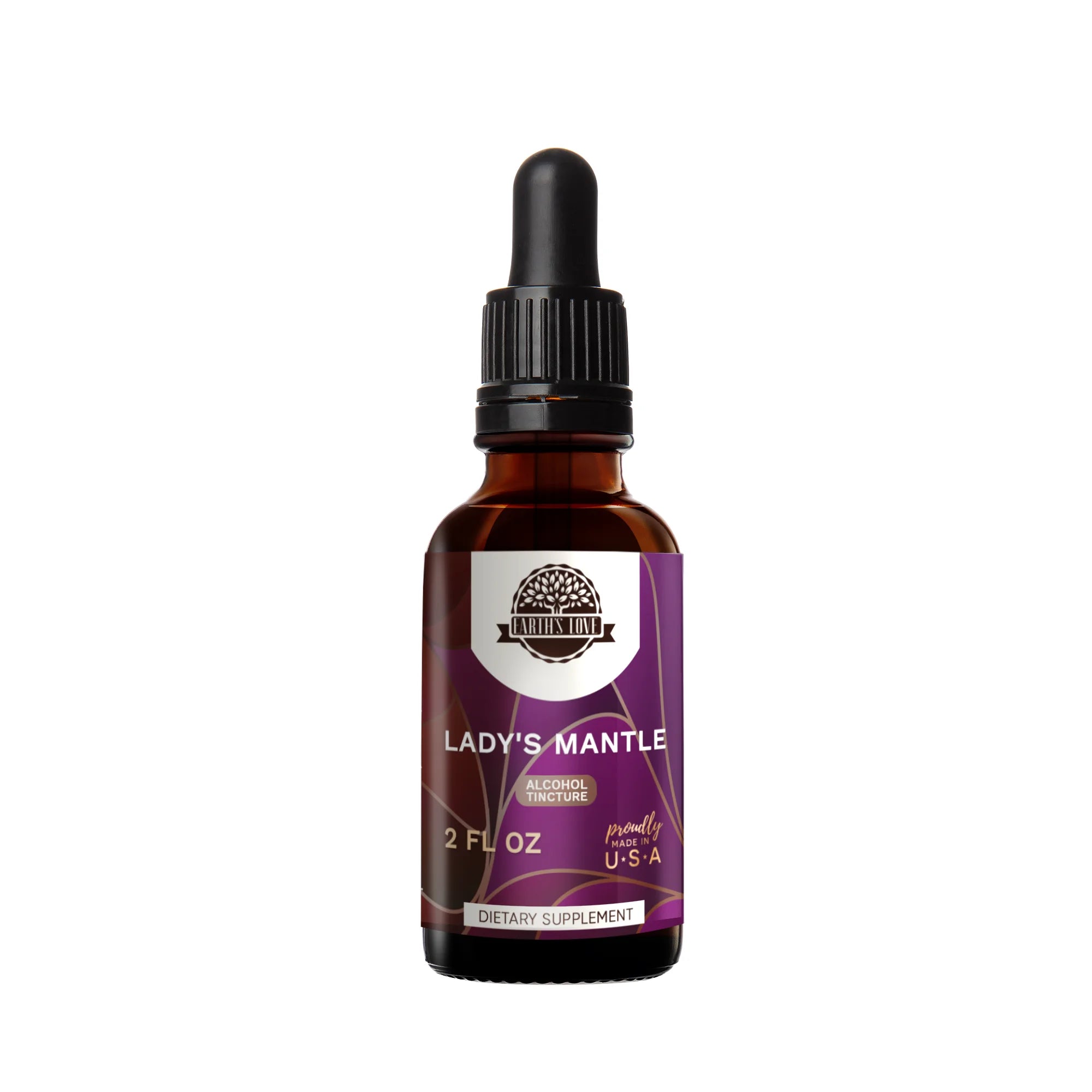 Earth's Love Lady's Mantle Alcohol Herbal Extract Tincture, Super-Concentrated Organic Lady's Mantle (Alchemilla vulgaris) Dried Herb 2 oz