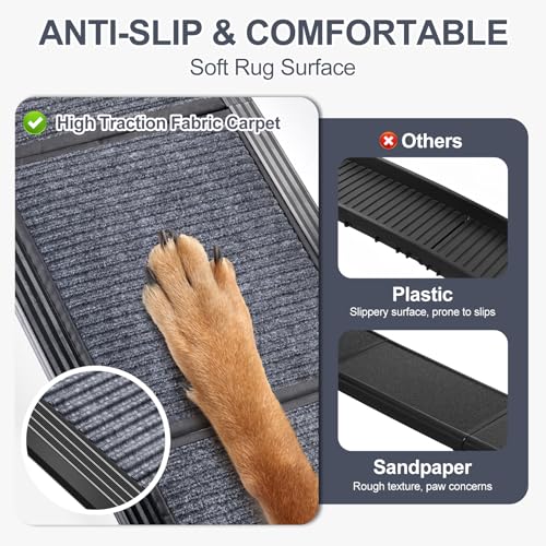 Folding Dog Ramp for Car, 63" Long, Non-Slip Surface for Medium & Large Dogs Q3482