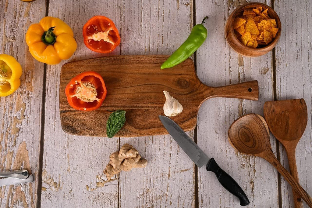 Acacia Wood Cutting Board 17 by 7 Inches for Kitchen and Serving B57737