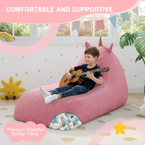 COMAX Unicorn Bean Bag Chair for Kids with Filler, Pink H562644