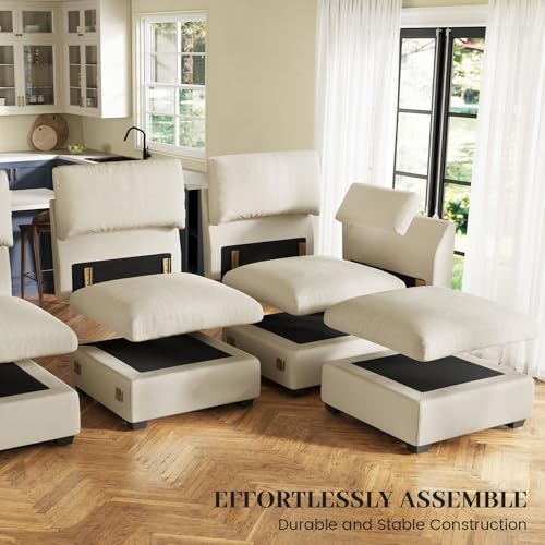 Belffin Extra Large Modular Sectional Sofa, 4-Seater L Shaped Velvet Couch, Black A1471