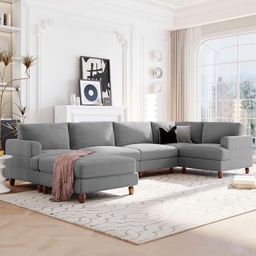 Oversized Modular Sectional Sofa with Movable Ottoman E909