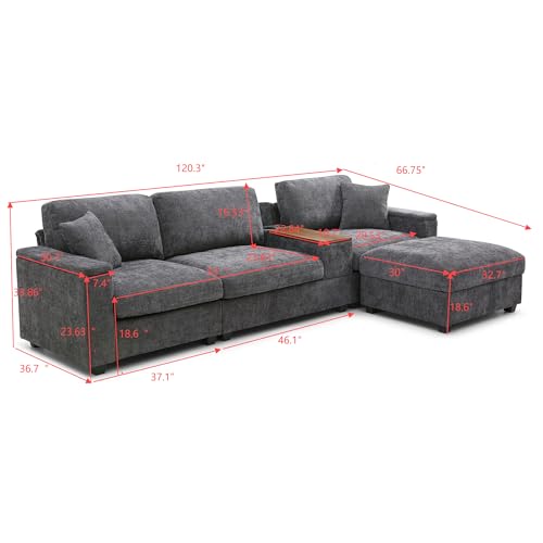 Oversized Modular Sectional Sofa with Movable Ottoman E909