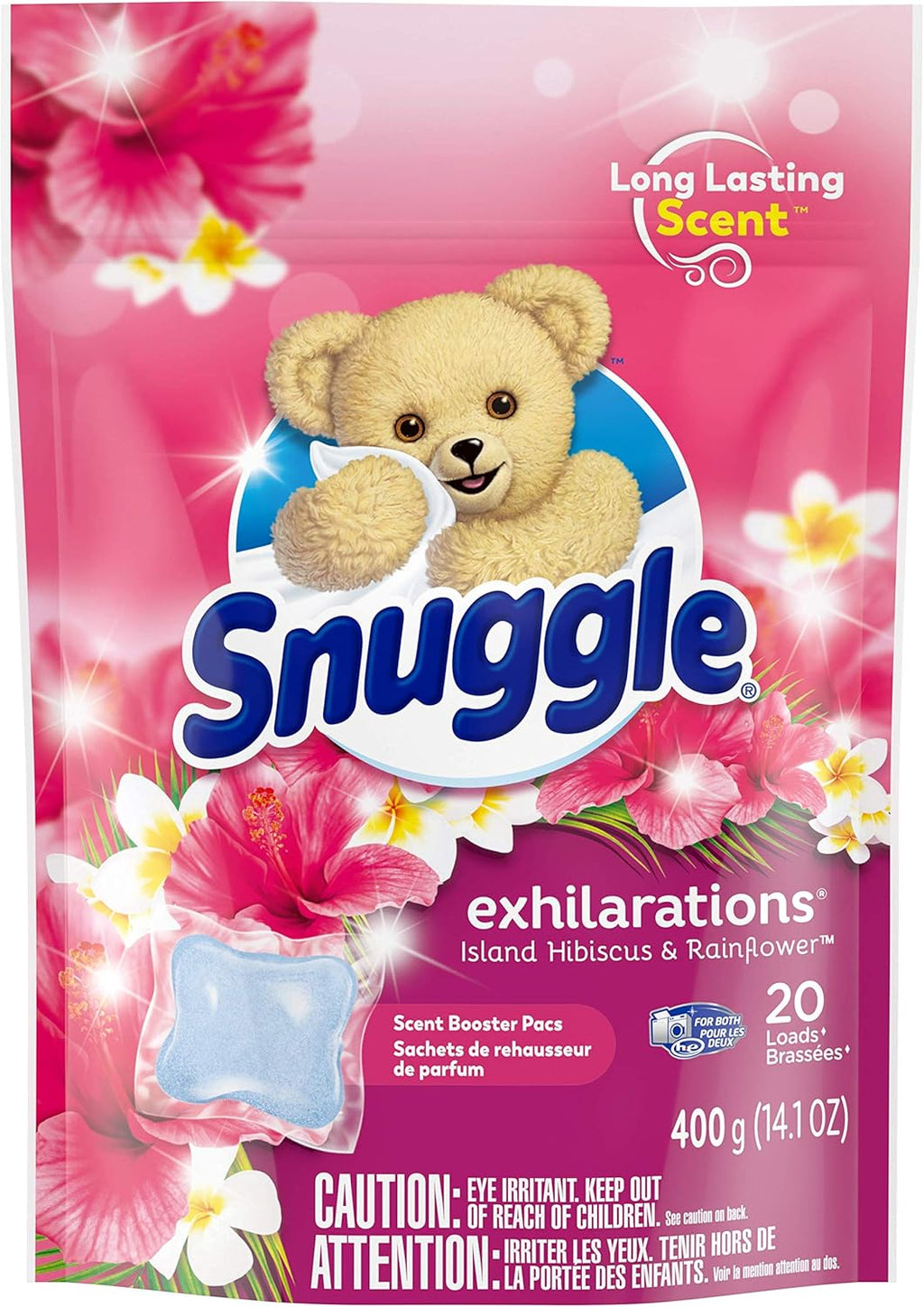 Snuggle In Wash Laundry Scent Booster Pacs, Island Hibiscus and Rainflower, 20 Count E3857