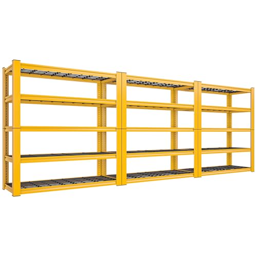 REIBII 3010LBS Storage Shelves 72" H Heavy Duty Metal 5 Tier Adjustable Shelving, Black B7978