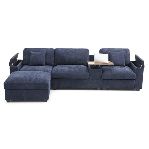 Oversized Modular Sectional Sofa with Movable Ottoman E909