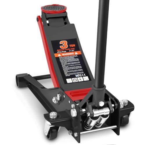 DNA MOTORING Floor Jack 3 Ton Low Profile Heavy Duty Hydraulic Car Jack, Black T11604