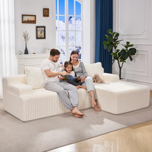 Modular Sectional Sofa L-Shape Couch with Oversized Chaise, Grey Stripe I49459