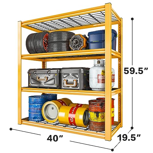 REIBII 40" W Garage Shelving 4-Tier Heavy Duty Adjustable Metal Shelves G342