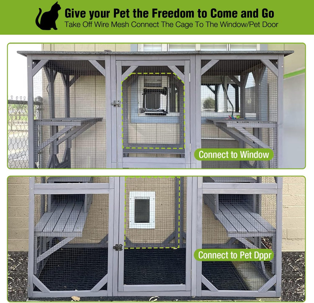 Gutinneen Large Catio Outdoor Cat Enclosure with Door, Platform & House S70001