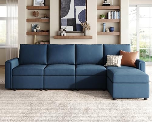 LINSY HOME Modular U Shaped Sectional Sofa with Storage, Blue M8981