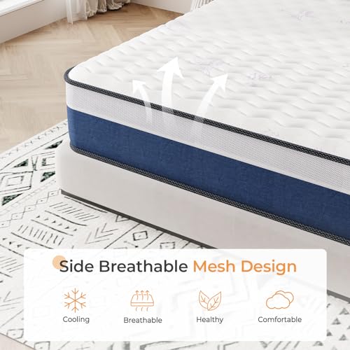 Vesgantti Twin Mattress 12 Inch Innerspring Hybrid with Memory Foam, Medium Firm J8200