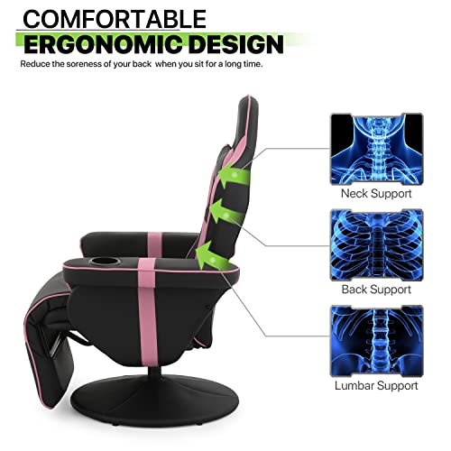 Magshion 360° Swivel Gaming Recliner Chair, Ergonomic PU Leather, Grey G328110