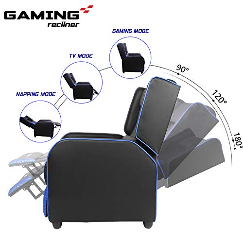 LEMBERI Gaming Recliner Chair PU Leather Ergonomic Racing Style Grey B4055