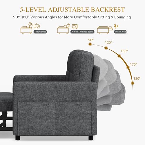YITAHOME 55" Convertible Sofa Bed 3-in-1 Sleeper Sofa with Iron Frame, Grey L176893