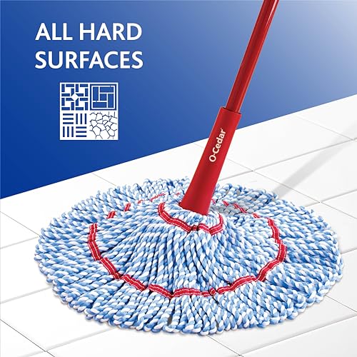 O-Cedar MicroTwist MAX Microfiber Twist Mop with 2 Extra Refills, Hands-Free Wringing, 18-Inch Mop Head A9926