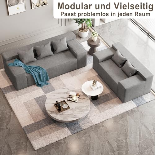 Modern Loveseat Sofa Couch in a Box with 2 Pillows, Cat-Scratch Resistant Linen, Grey F539394