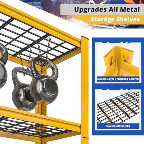REIBII 3010LBS Storage Shelves 72" H Heavy Duty Metal 5 Tier Adjustable Shelving, Black B7978