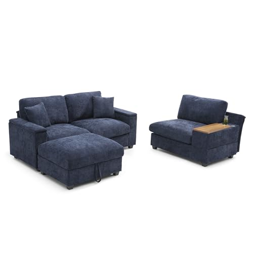 Oversized Modular Sectional Sofa with Movable Ottoman E909