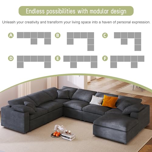 Oversized Modular Sectional Sofa with Movable Ottoman E909