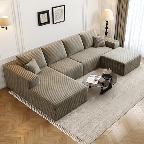 Cloud Modular Sectional Sofa with Ottoman, U Shaped, Black M332378