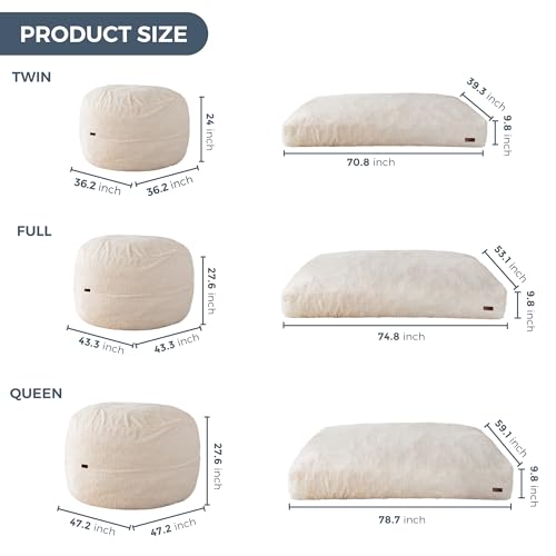 MAXYOYO Giant Bean Bag Chair Bed for Adults, Convertible Floor Sofa G466