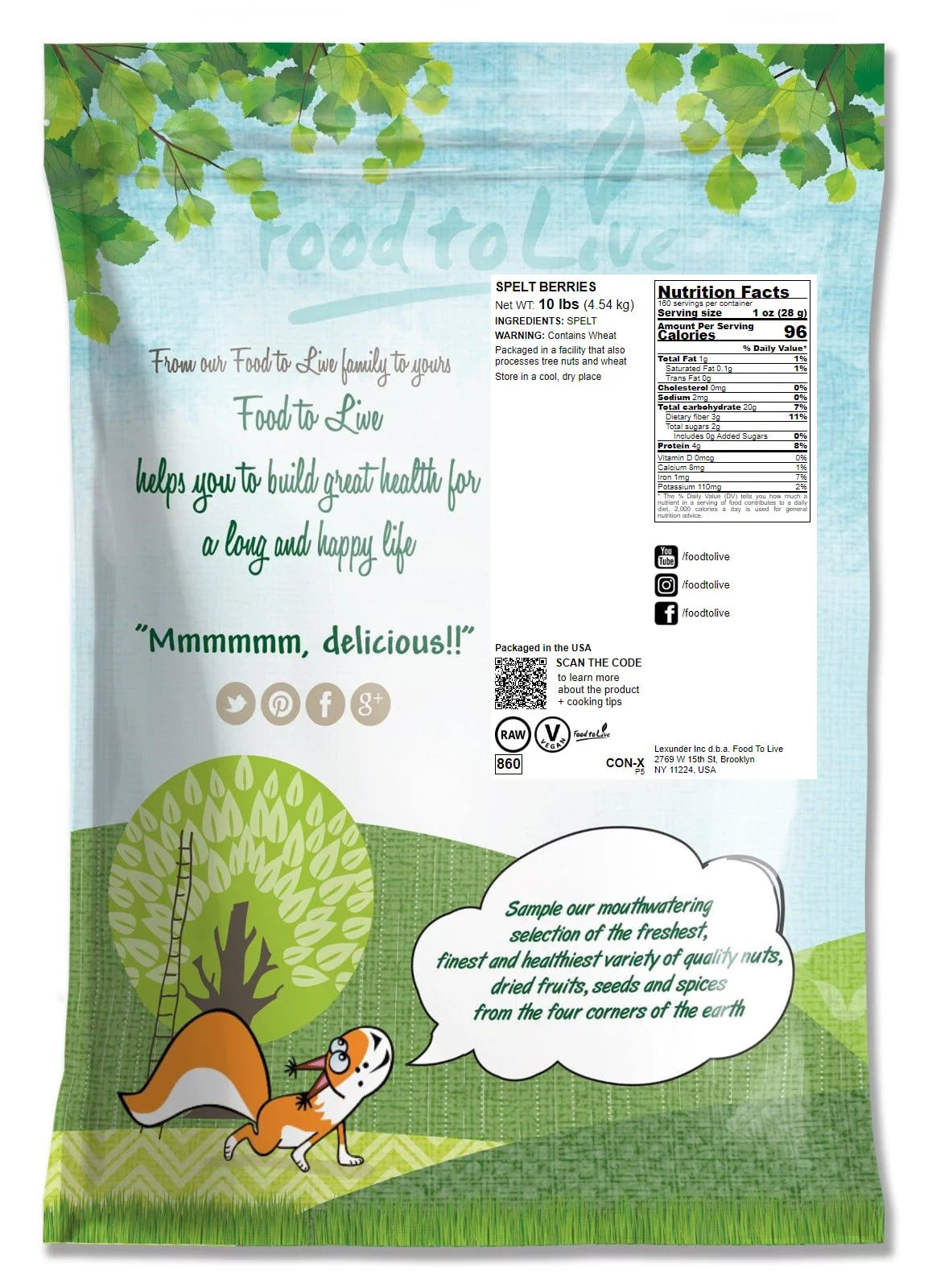 Spelt Berries, 10 Pounds – Rich in Fiber, Protein, and Iron J9669