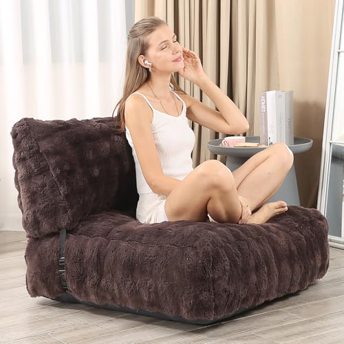 Comfy Lazy Floor Sofa Bean Bag Chair for Adults, Brown B5496