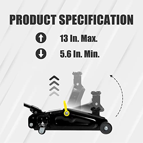 BIG RED Torin Hydraulic Trolley Floor Jack with Storage Case, 1.5 Ton Capacity, Black J906585