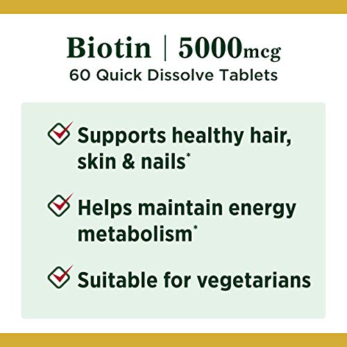 Nature's Bounty Biotin 5000 mcg, 60 Quick Dissolve Tablets V7812