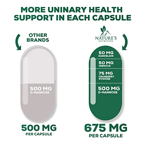 D-Mannose & Cranberry Extract 1350mg, Urinary Tract Health Support, Non-GMO, Vegan - 180 Capsules U539