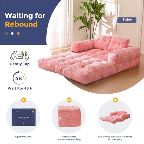 MAXYOYO Folding Sofa Bed L-Shaped Convertible Sleeper Couch with Pillow, Dark Grey X9070