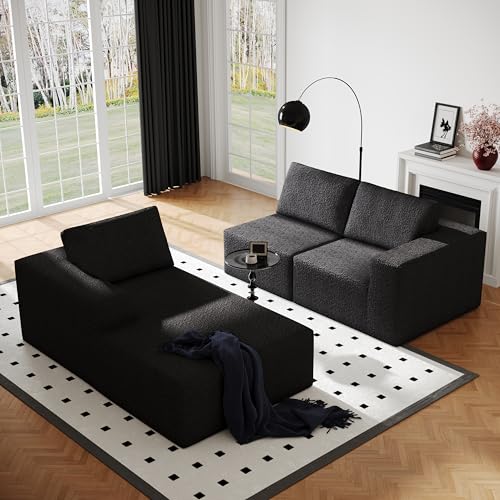 Cloud Modular Sectional Couch with L-Shape Chaise, White D960714