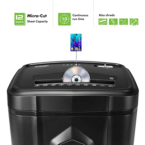 Aurora AU120MA 120-Sheet Micro-Cut Paper Shredder, 30 Minutes, Black L8839