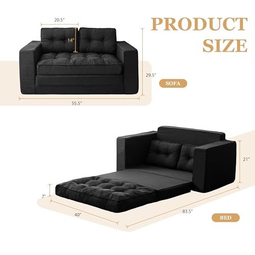 YOSHOOT Loveseat Sleeper Sofa 55" Convertible Sofa Bed Couch with Reclining Backrest U145129