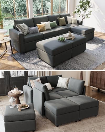 LINSY HOME Modular U Shaped Sectional Sofa with Storage, Blue M8981