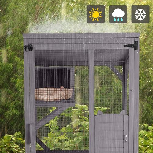 GUTINNEEN Cat House Outdoor Cage Cat Enclosure on Wheels with Resting Box X561