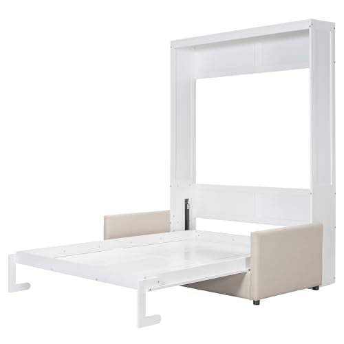 LZ LEISURE ZONE Queen Murphy Bed with Cushion, White M9247