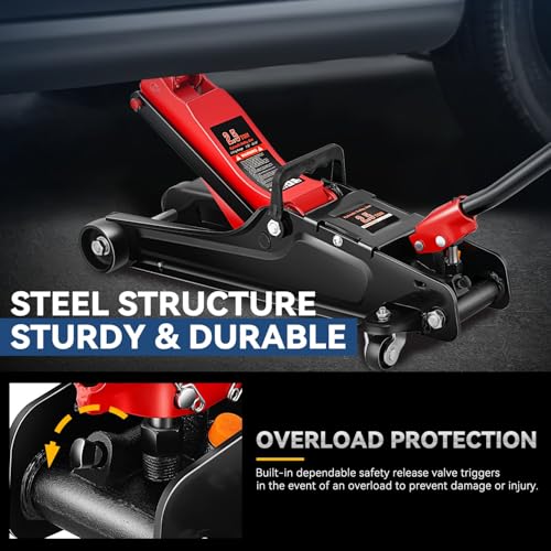 Auto Dynasty 4 Ton Low Profile Floor Jack, Heavy Duty Steel Hydraulic, Yellow B7990