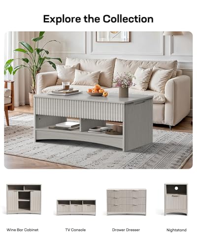 Marsail Lift Top Coffee Table with Storage, Natural Oak L27078