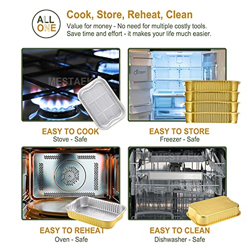 Aluminum Foil Pans with Lids and Handle (5 Pack), Sturdy Heavy Duty I7598
