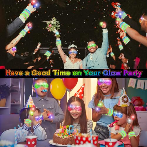 84PCS LED Glow Glasses for Party, Glow in The Dark for Kids Adults V674