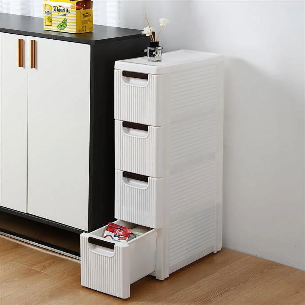 Fithood 4-Tire Rolling Cart Organizer with Wheels Narrow Storage Cabinet T82704