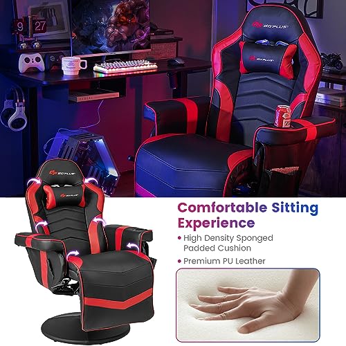 Goplus Massage Gaming Chair, Racing Recliner with Footrest, PU Leather N121