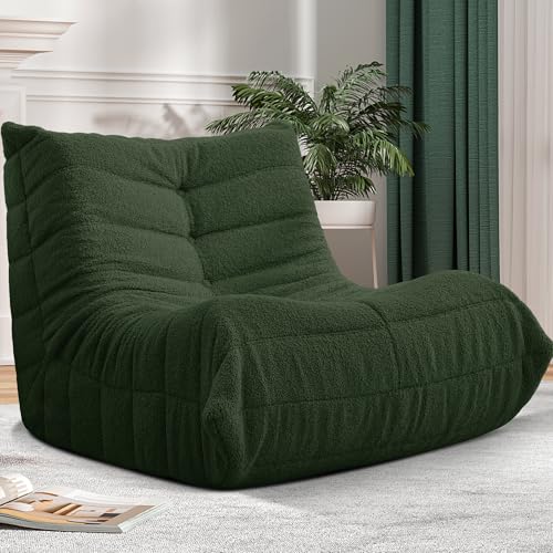 Bean Bag Chair Big Sofa for Adults with Memory Foam, Black Plush A2357