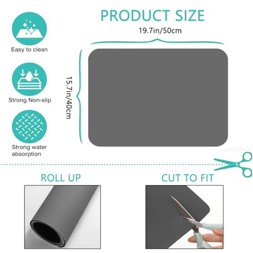 Marble Coffee Bar Mat Dish Drying Mat for Kitchen Counter, 11.8"x15.7" Diatomite Absorbent Non-slip Rubber Backed C301