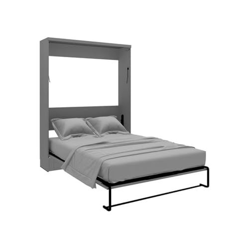 Queen Size Gray Murphy Wall Bed Solid Wood, No Box Spring Needed E498951