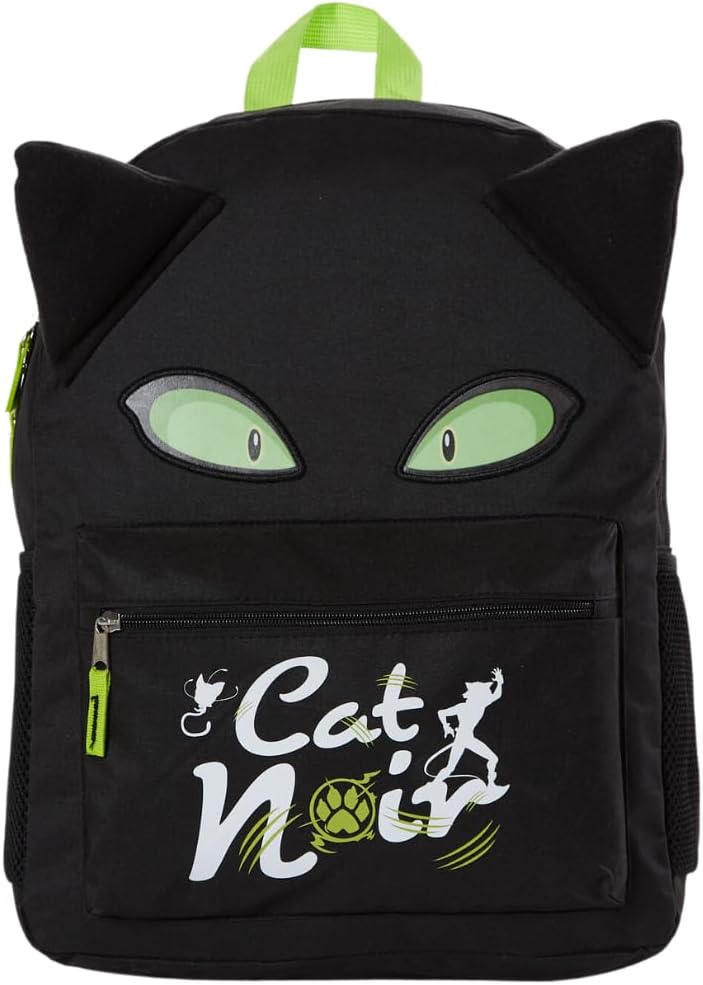 Miraculous Ladybug Cat Noir Backpack for Girls and Boys, 16 inch, Black